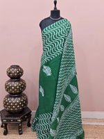 Elegant green mulmul cotton saree