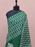 Elegant green mulmul cotton saree 1
