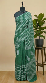 Elegant green mulmul cotton saree