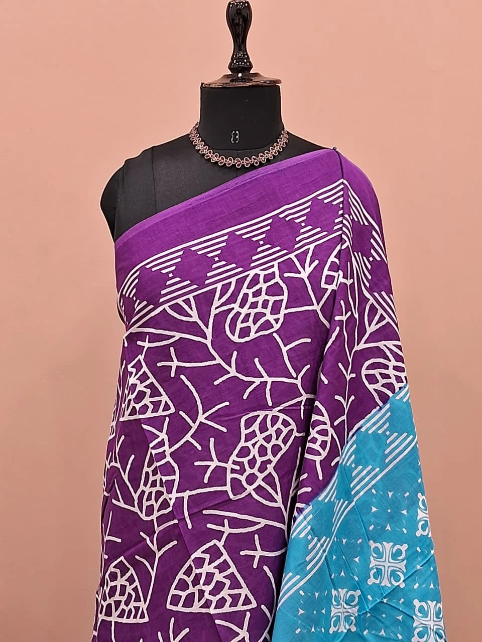 Dark purple mulmul cotton saree  1
