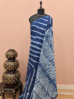 Navy blue mulmul cotton saree