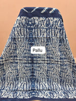 Navy blue mulmul cotton saree Pallu