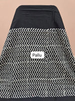 Elegant pure black mulmul cotton saree Pallu