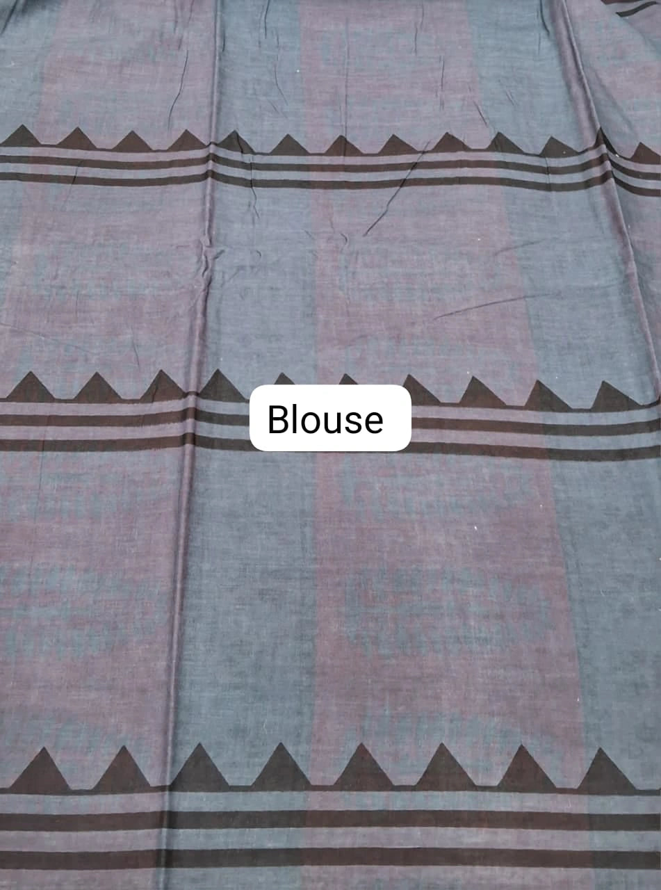 Elegant elephant grey plain mulmul cotton saree Blouse