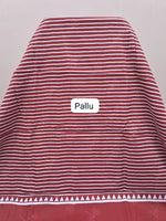 Elegant red mulmul cotton saree Pallu