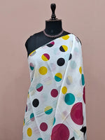 Graceful white mulmul cotton saree 1