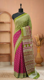 Pink Mulmul Cotton Saree