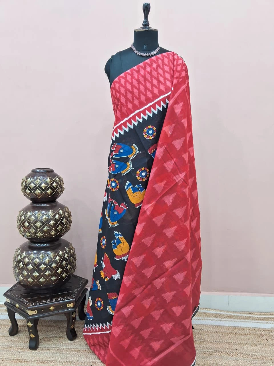 Elegant Black Mulmul Cotton Saree 
