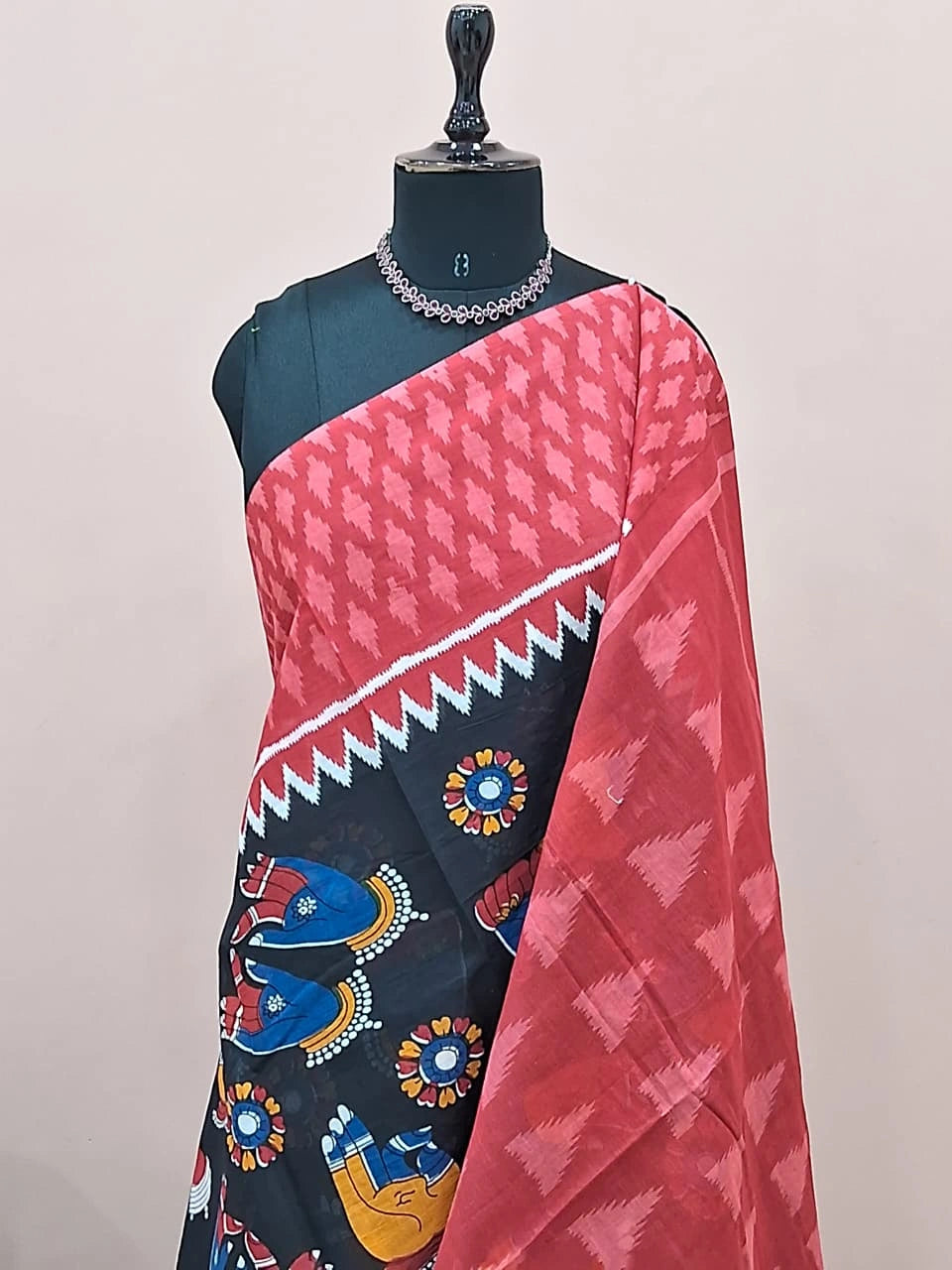 Elegant Black Mulmul Cotton Saree  1