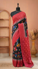 Elegant Black Mulmul Cotton Saree 