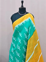 Sea Green Mulmul Cotton Saree 1