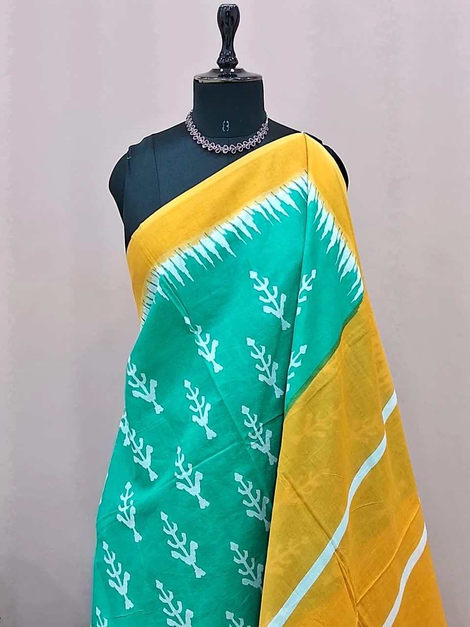 Sea Green Mulmul Cotton Saree 1