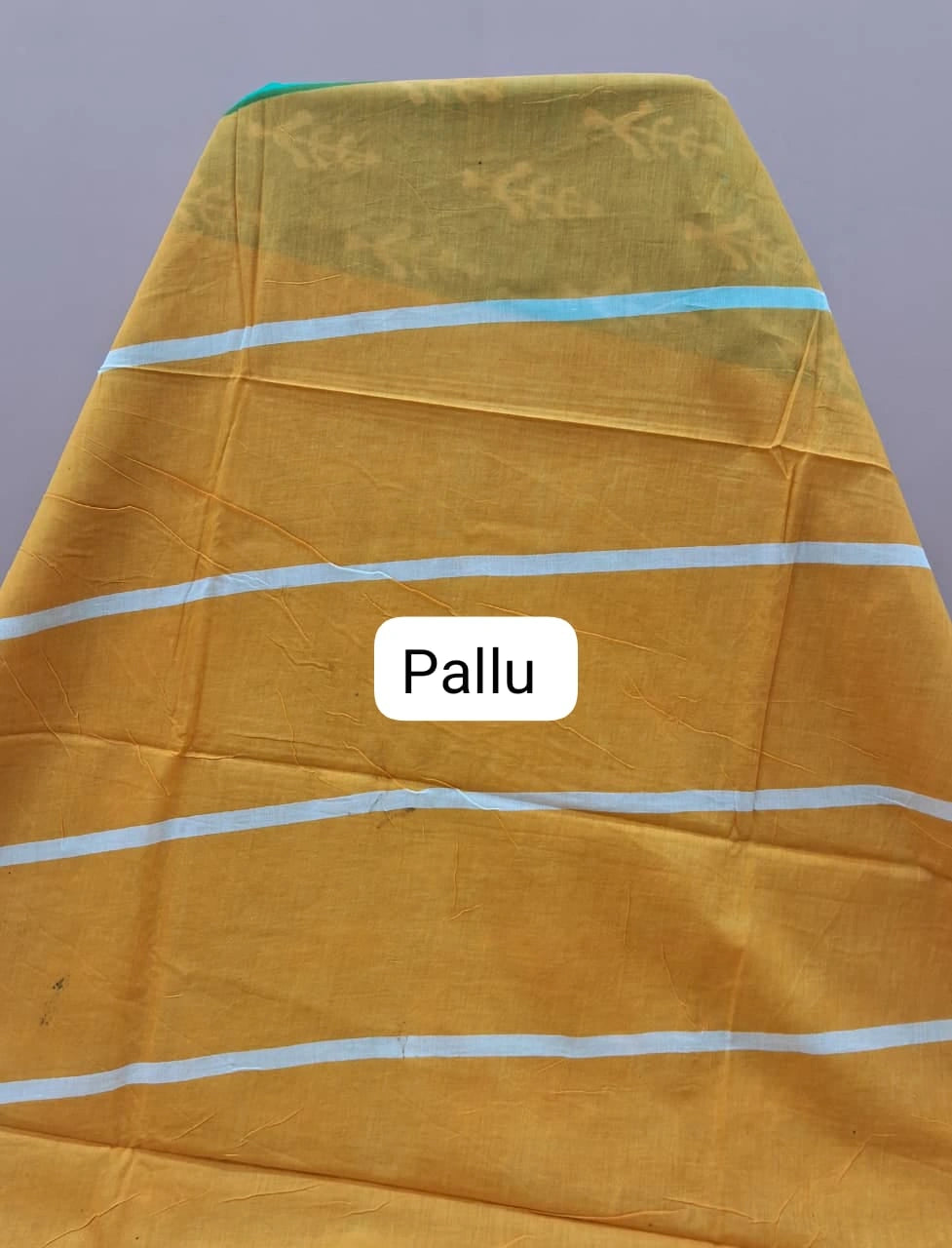 Sea Green Mulmul Cotton Saree pallu