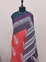 Rust Orange Mulmul Cotton Saree 1