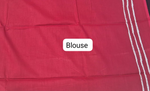 Crimson Charm with White Leaf Motifs Mulmul Cotton Saree blouse