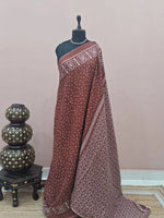 Chocolate Brown Mulmul Cotton Saree