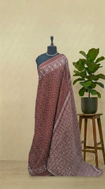Chocolate Brown Mulmul Cotton Saree