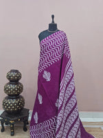 Wine Mulmul Cotton Saree 
