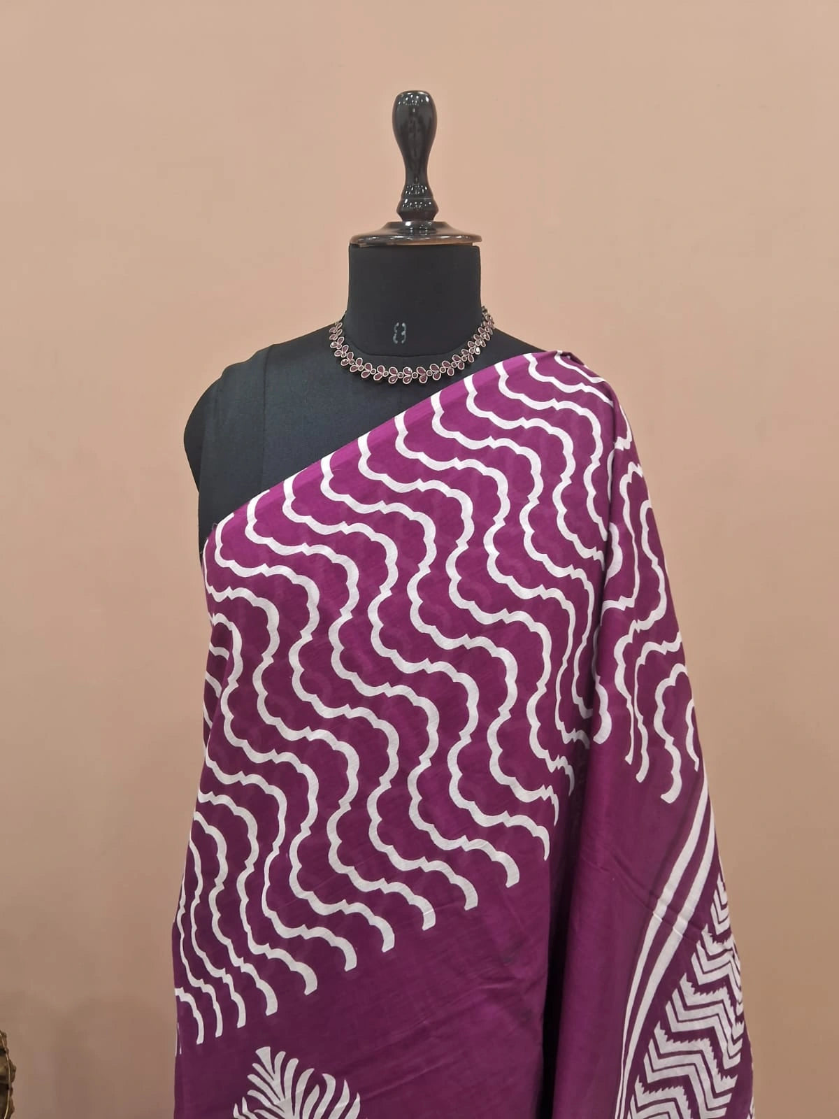 Wine Mulmul Cotton Saree  1