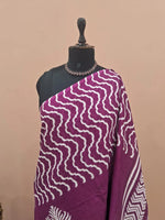 Wine Mulmul Cotton Saree  1