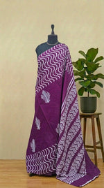 Wine Mulmul Cotton Saree 