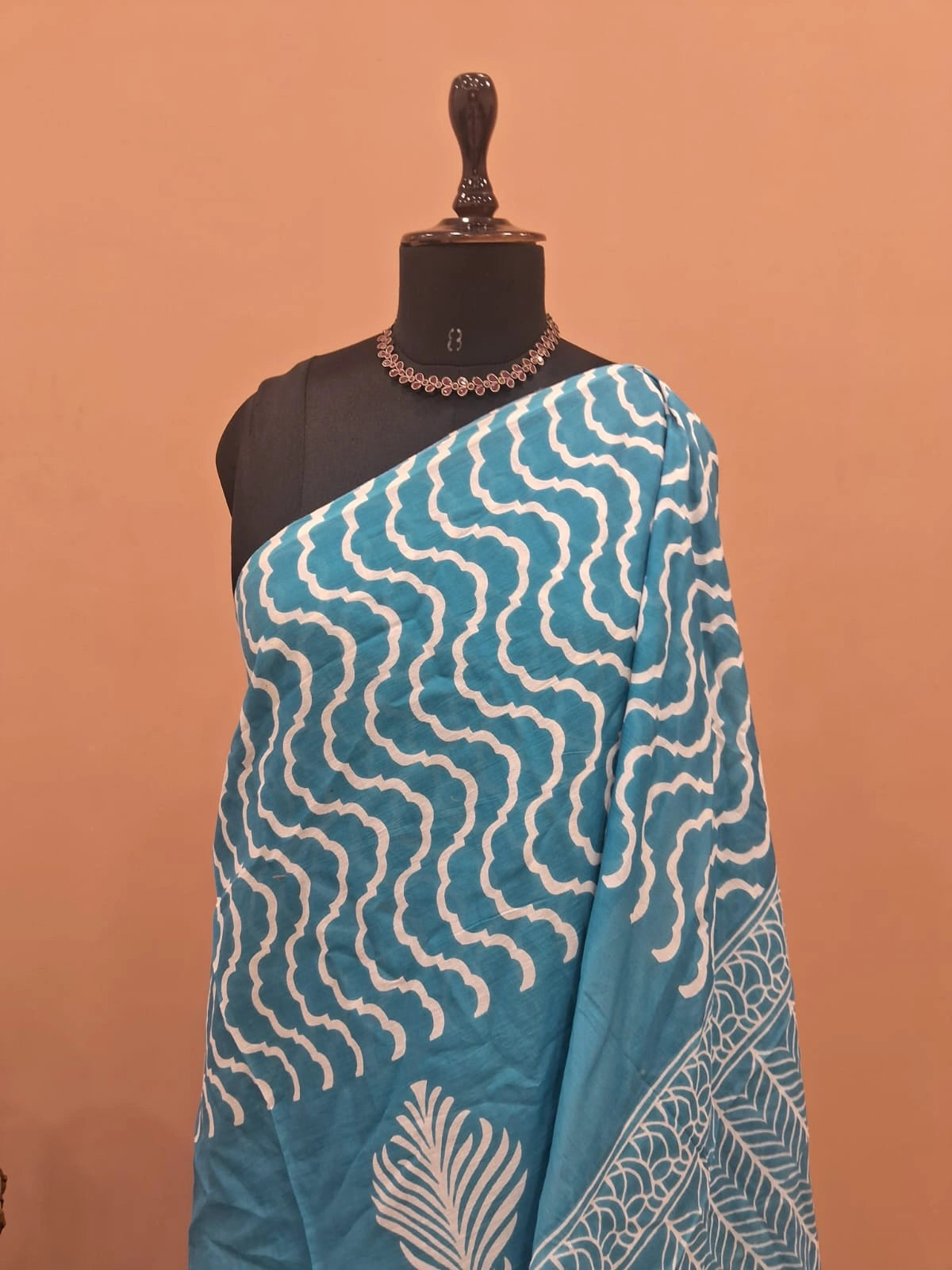 Sky Blue Mulmul Cotton Saree 1