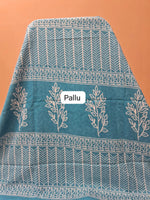 Sky Blue Mulmul Cotton Saree Pallu