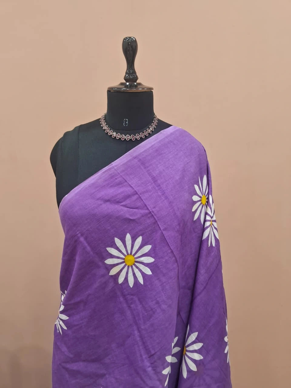 Lavender Mulmul Cotton Saree  1