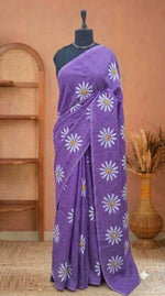Lavender Mulmul Cotton Saree 