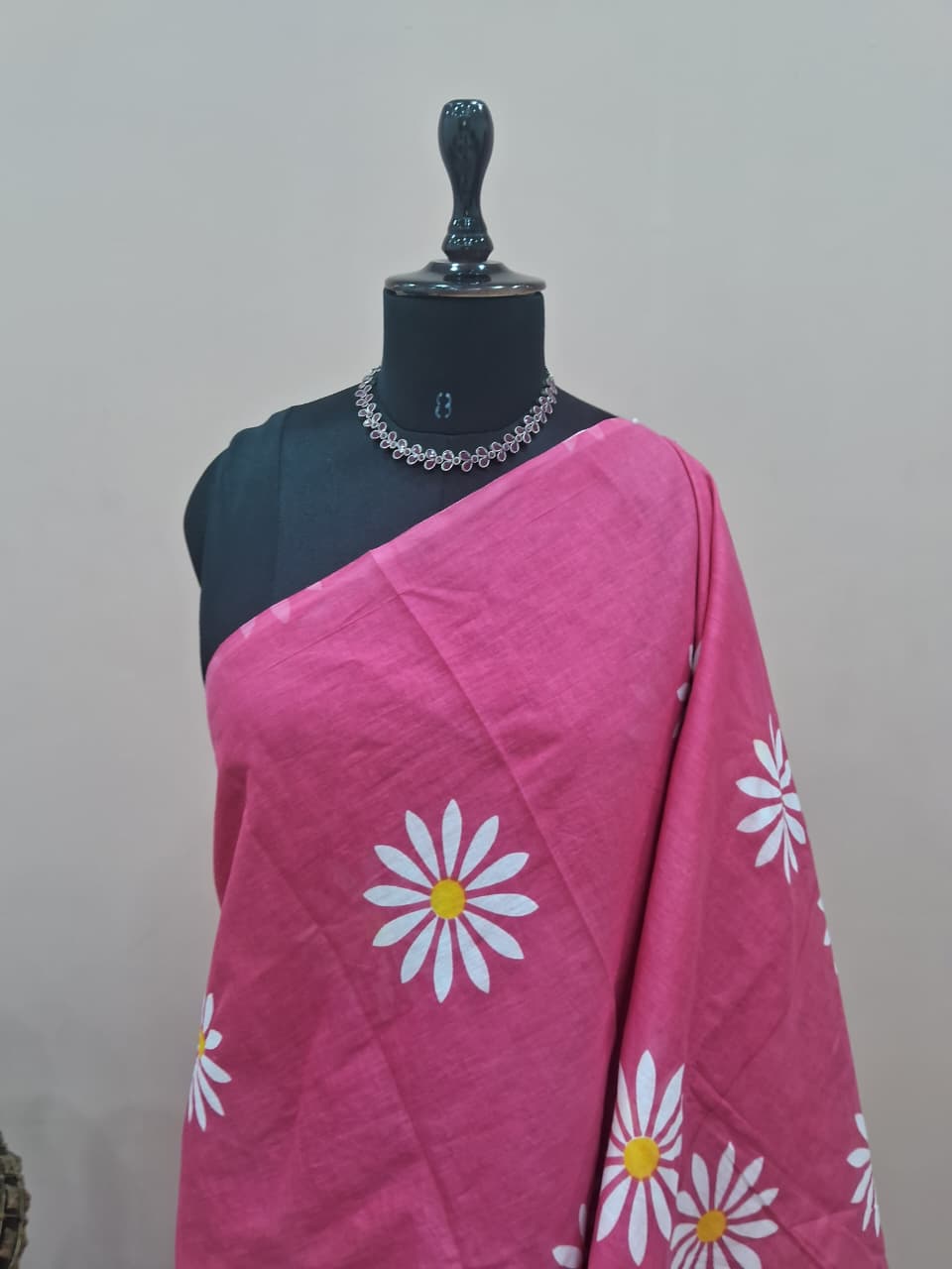 Pink Mulmul Cotton Saree 1