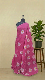 Pink Mulmul Cotton Saree