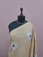 Beige Mulmul Cotton Saree 1