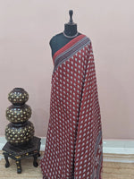 Brick Red Pure Mulmul Cotton Saree 