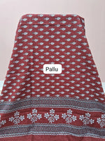 Brick Red Pure Mulmul Cotton Saree Pallu