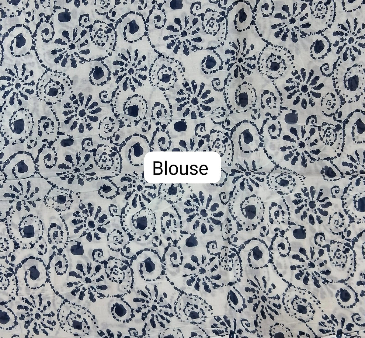 Navy Blue Mulmul Cotton Saree blouse