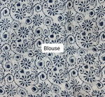 Navy Blue Mulmul Cotton Saree blouse