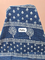 Navy Blue Mulmul Cotton Saree pallu