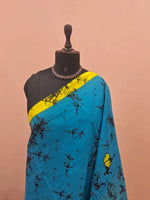 Caribbean Blue Mulmul Cotton Saree 1