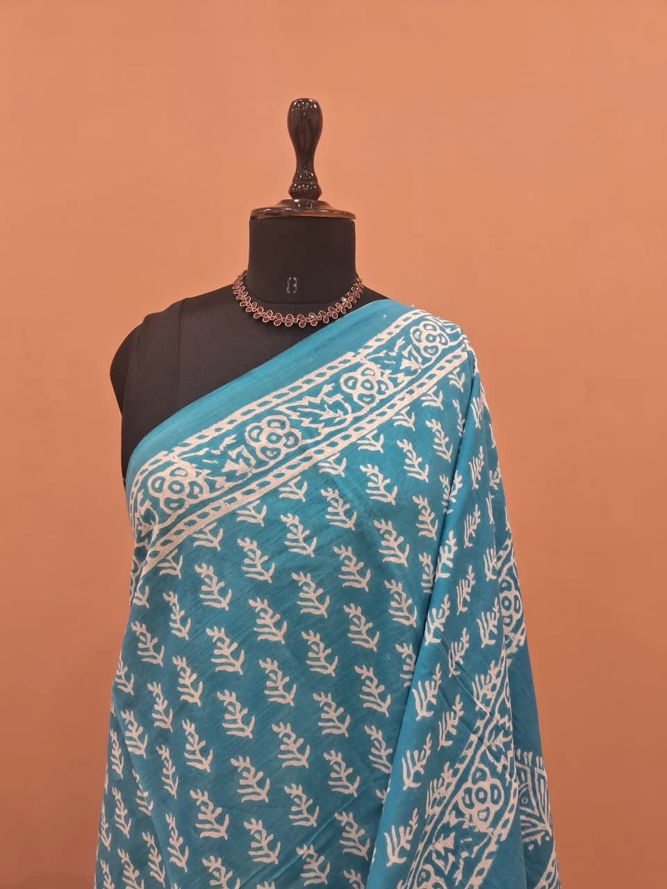 Sky Blue Pure Mulmul Cotton Saree 1