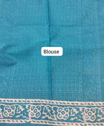 Sky Blue Pure Mulmul Cotton Saree Blouse
