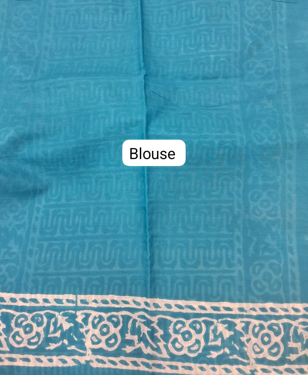 Sky Blue Pure Mulmul Cotton Saree Blouse