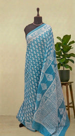 Sky Blue Pure Mulmul Cotton Saree