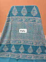 Sky Blue Pure Mulmul Cotton Saree pallu