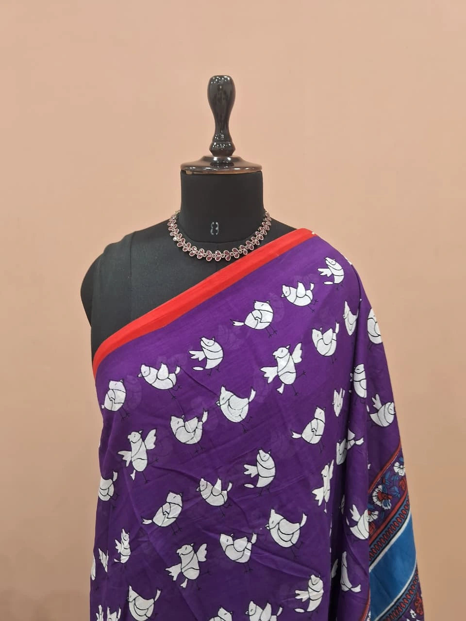 Pure Purple Mulmul Cotton Saree 1