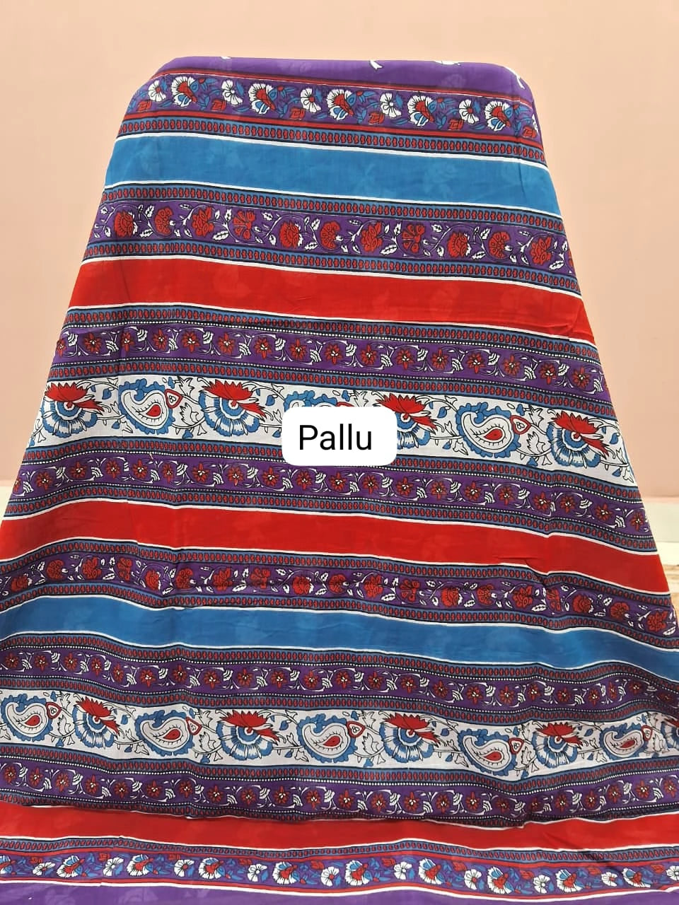 Pure Purple Mulmul Cotton Saree pallu