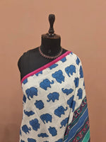 White Mulmul Cotton Saree  1
