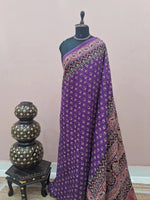 Dark Purple Mulmul Cotton Saree 