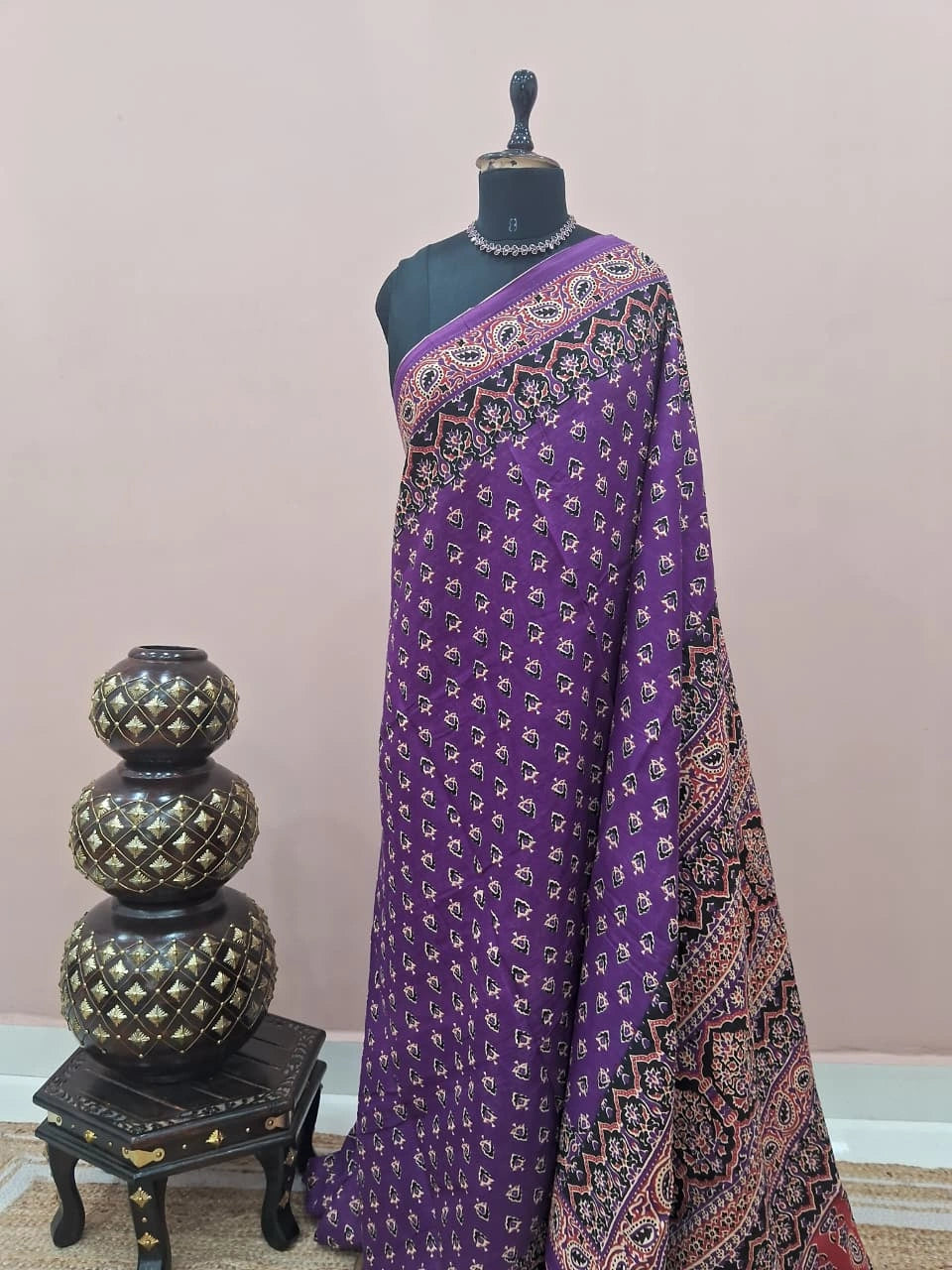 Dark Purple Mulmul Cotton Saree 
