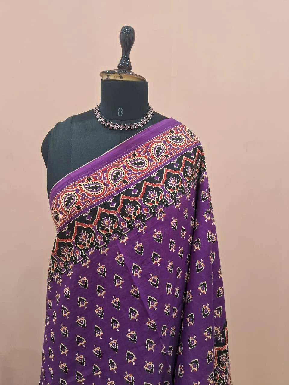 Dark Purple Mulmul Cotton Saree  1