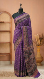 Dark Purple Mulmul Cotton Saree 